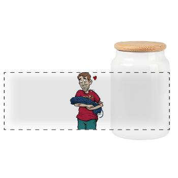 Papa_Climber - Panoramic Cookie Jar with Wooden Lid - white - Front