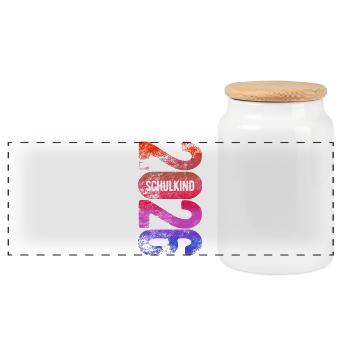 School Child 2026 - School Enrollment - First Grade - Panoramic Cookie Jar with Wooden Lid - white - Front