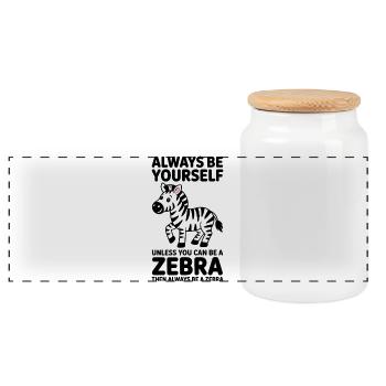 Zebra Spruch Lustiges Zebra Geschenk - Panorama Keksdose mit Holzdeckel - Weiß - Vorne