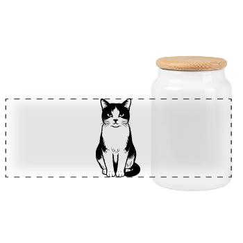 Cat - Panorama Keksdose mit Holzdeckel - Weiß - Vorne