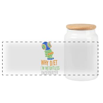 Diving Diver Snorkeling Recreational Diver - Panoramic Cookie Jar with Wooden Lid - white - Front