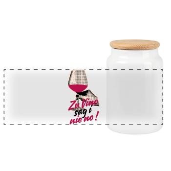 Zu Vino sag i nie no Wein Liebhaber Humor Spruch - Panorama Keksdose mit Holzdeckel - Weiß - Vorne