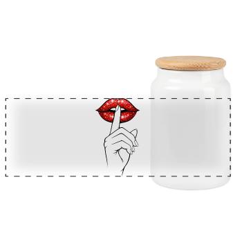 Psst Lips – Chemise Statement Mystérieuse - Boîte à biscuits avec couvercle en bois - blanc - Devant