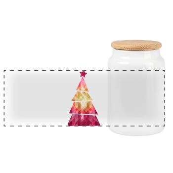 Sapin de Noël - Weihnachtsbaum - Weihnachten - Boîte à biscuits avec couvercle en bois - blanc - Devant
