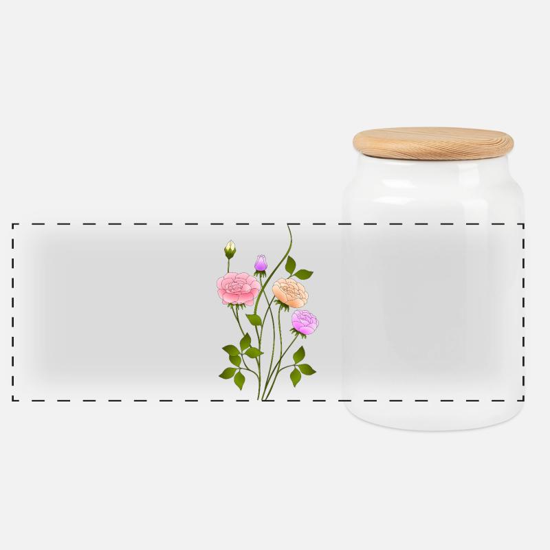 Fleur - Boîte à biscuits avec couvercle en bois - blanc