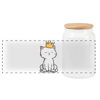 Roi des chats - Boîte à biscuits avec couvercle en bois - blanc - Devant