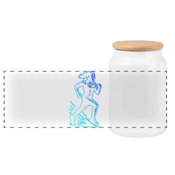 Running perfect for any race - Panoramic Cookie Jar with Wooden Lid - white - Front