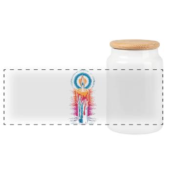 Faith Light Candle Retro Spirit Design - Panoramic Cookie Jar with Wooden Lid - white - Front