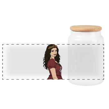 Princess - Panoramic Cookie Jar with Wooden Lid - white - Front