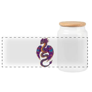 Dragon Arc-en-ciel Coloré - Boîte à biscuits avec couvercle en bois - blanc - Devant