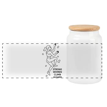 Des femmes fortes grimpent plus haut – Art en ligne grimpeur féminine - Boîte à biscuits avec couvercle en bois - blanc - Devant