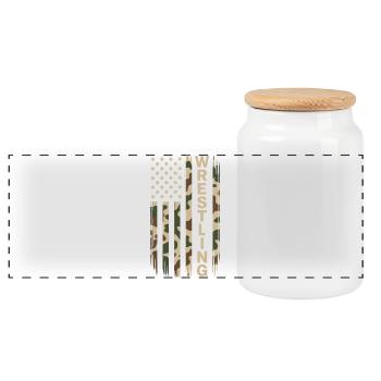 Wrestling USA Flag Camo Patriot Design - Panoramic Cookie Jar with Wooden Lid - white - Front