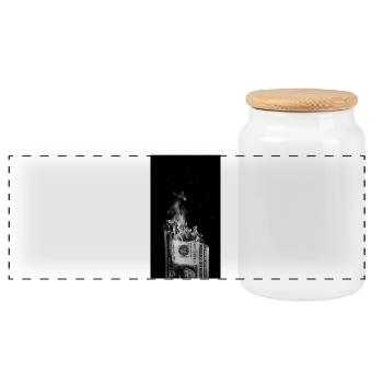 Dollerinthefire - Boîte à biscuits avec couvercle en bois - blanc - Devant