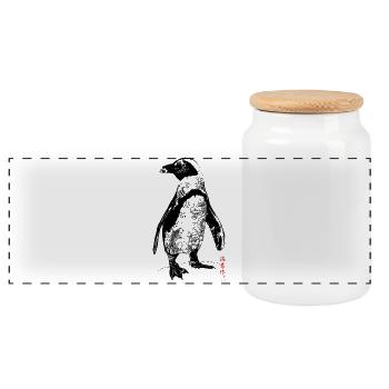 Art du tatouage Penguin - Boîte à biscuits avec couvercle en bois - blanc - Devant