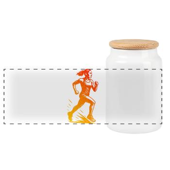 Conception de course pleine de caractère - Boîte à biscuits avec couvercle en bois - blanc - Devant