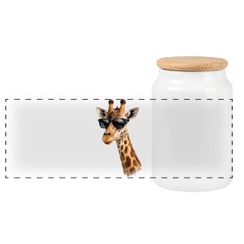 Coole Giraffe mit Sonnenbrille  - Panorama Keksdose mit Holzdeckel - Weiß - Vorne