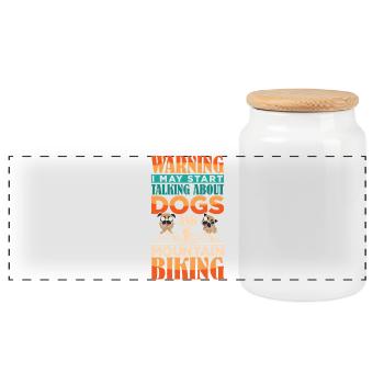Mountain Bike Mountain Bike Dog Owner - Panoramic Cookie Jar with Wooden Lid - white - Front