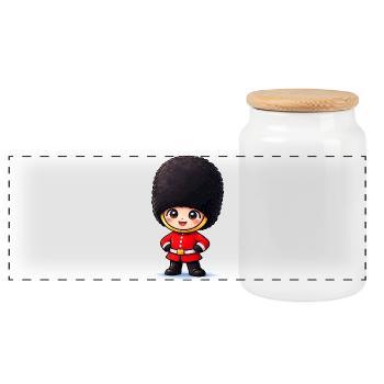 Niedlicher London Palastwächter Cartoon - Boîte à biscuits avec couvercle en bois - blanc - Devant
