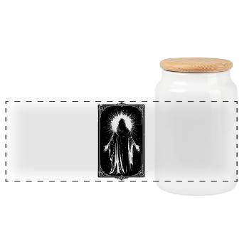 Figure sacrée en silhouette - Boîte à biscuits avec couvercle en bois - blanc - Devant