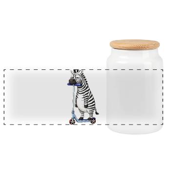 Amitié de la trottinette de dessin animé Zebra et scooter - Boîte à biscuits avec couvercle en bois - blanc - Devant