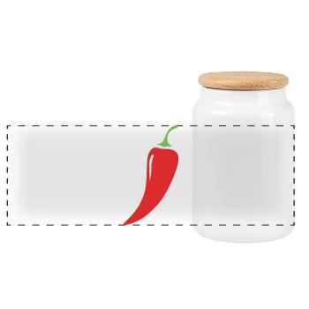 Red Chili Pepper Vegetables - Panoramic Cookie Jar with Wooden Lid - white - Front