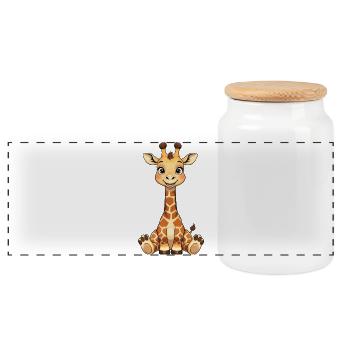 Cuddly Giraffe Smile - Panoramic Cookie Jar with Wooden Lid - white - Front