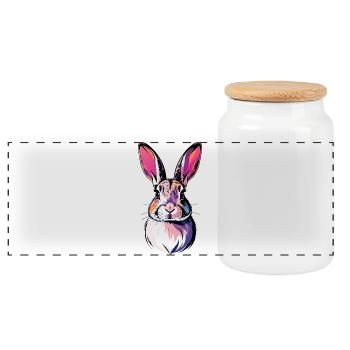 Portrait coloré de lapin en forme de lapin Pop Art - Boîte à biscuits avec couvercle en bois - blanc - Devant