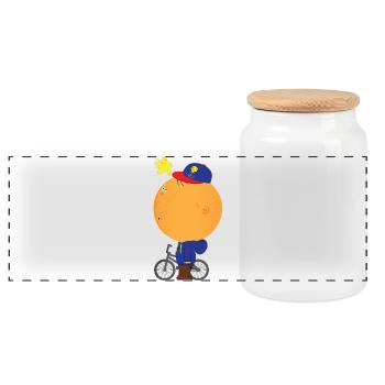 Sweat à capuche cycliste orange ensoleillé - Boîte à biscuits avec couvercle en bois - blanc - Devant
