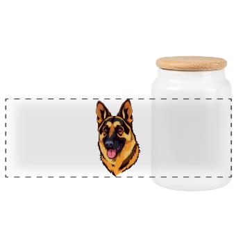 Chien de berger - Boîte à biscuits avec couvercle en bois - blanc - Devant
