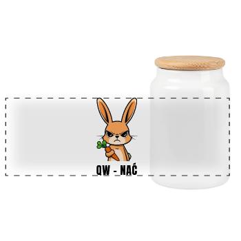 QW NAĆ – Der Hase, der sagt, was du denkst - Panorama Keksdose mit Holzdeckel - Weiß - Vorne