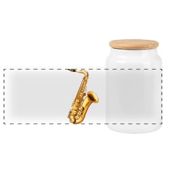 Motif du saxophone doré - Boîte à biscuits avec couvercle en bois - blanc - Devant