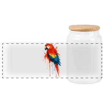 Perroquet Ara Watercolor Splash Art - Boîte à biscuits avec couvercle en bois - blanc - Devant