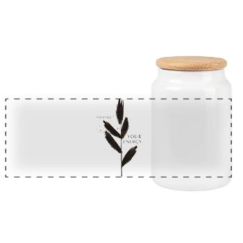 Protect Your Energy - Mindfulness Design - Panoramic Cookie Jar with Wooden Lid - white - Front