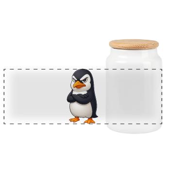 Süßer Pinguin Cartoon grumpy beleidigt lustig - Boîte à biscuits avec couvercle en bois - blanc - Devant