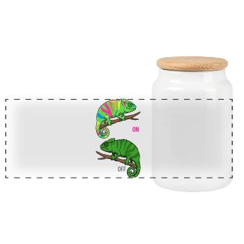 Caméléon sur Caméléon Off Drôle de Reptile Design - Boîte à biscuits avec couvercle en bois - blanc - Devant