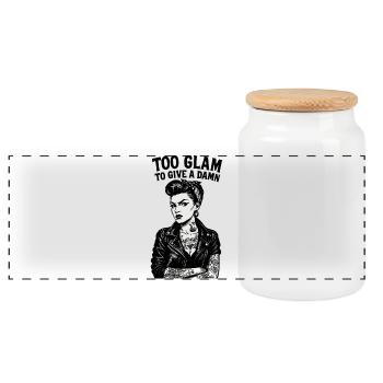 Rockabella Pin-Up: Outlaw Tattoo Girl & Leather Jacket - Panoramic Cookie Jar with Wooden Lid - white - Front