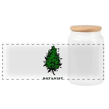 Botaniker. Bud Silhouette - Panorama Keksdose mit Holzdeckel - Weiß - Vorne