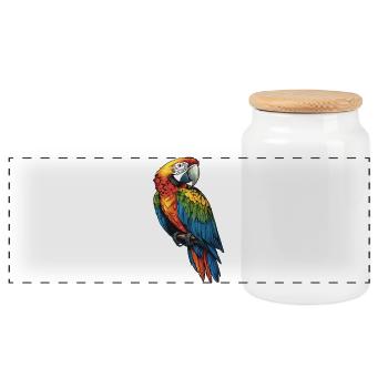 Macaw's Era - Panoramic Cookie Jar with Wooden Lid - white - Front