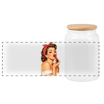 Pin-Up Girl Style rétro vintage : lèvres rouges qui embrassent - Boîte à biscuits avec couvercle en bois - blanc - Devant