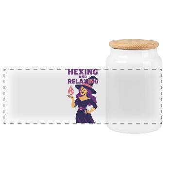 Sortilège et Sorcière Relaxante - Boîte à biscuits avec couvercle en bois - blanc - Devant