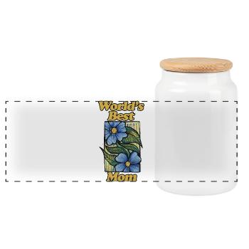 World's Best Mom Floral Vintage - Panoramic Cookie Jar with Wooden Lid - white - Front