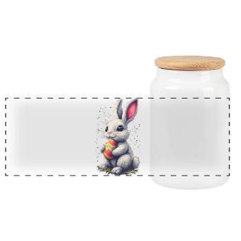 Papa Hase Ostern Osterhase Partnerlook Oster - Panorama Keksdose mit Holzdeckel - Weiß - Vorne
