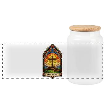 Auferstehung He is Risen Ostern Jesus - Panorama Keksdose mit Holzdeckel - Weiß - Vorne