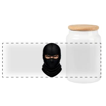 Motif d’airsoft tactique de la cagoule de rue - Boîte à biscuits avec couvercle en bois - blanc - Devant