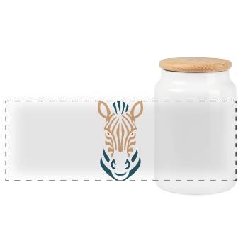 Zebra Head Neon Lines - Panoramic Cookie Jar with Wooden Lid - white - Front