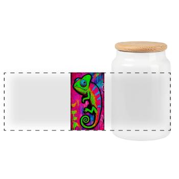 caméléon - Boîte à biscuits avec couvercle en bois - blanc - Devant