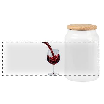 Ruisseau de vin rouge dans le verre - Boîte à biscuits avec couvercle en bois - blanc - Devant