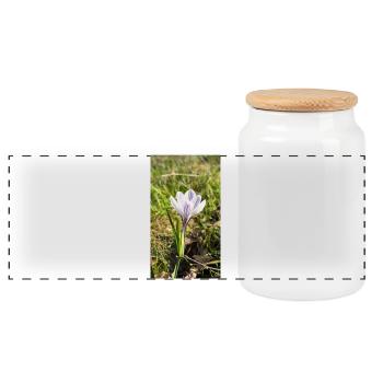 crocus - Panoramic Cookie Jar with Wooden Lid - white - Front