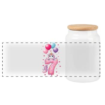 7 ans de fille adorable licorne 7e anniversaire - Boîte à biscuits avec couvercle en bois - blanc - Devant