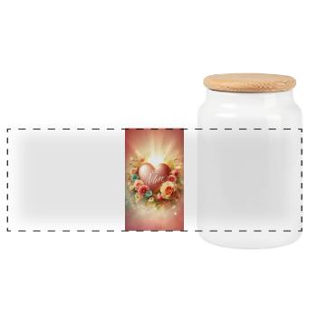 Herz der Liebe Mama Blumenkreis - Panorama Keksdose mit Holzdeckel - Weiß - Vorne